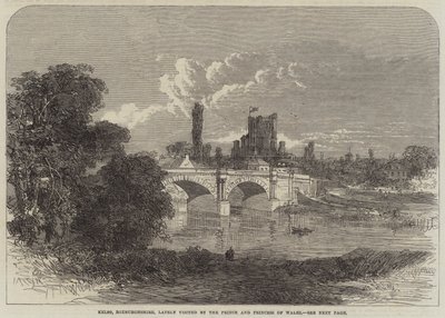 Kelso, Roxburghshire, for nylig besøgt af prinsen og prinsessen af Wales (gravering) af English School