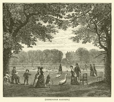 Kensington Gardens (engraving) af English School