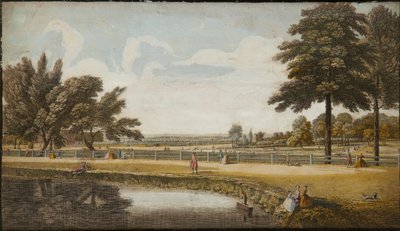 Kensington Gardens, ca. 1740-60 (håndfarvet gravering) af English School