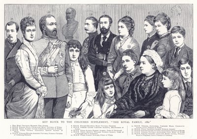 Nøgleblok til det farvede supplement, Kongefamilien, 1880 af English School