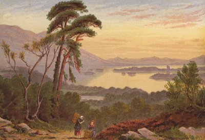 Killarney Lakes, Lower Lake (farve litho) af English School