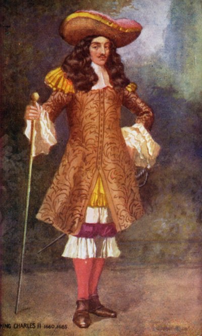 Kong Charles II (farvelitografi) af English School