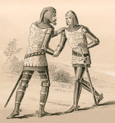 Kong Edward III hilser sin søn, den sorte prins, efter slaget ved Crecy af English School