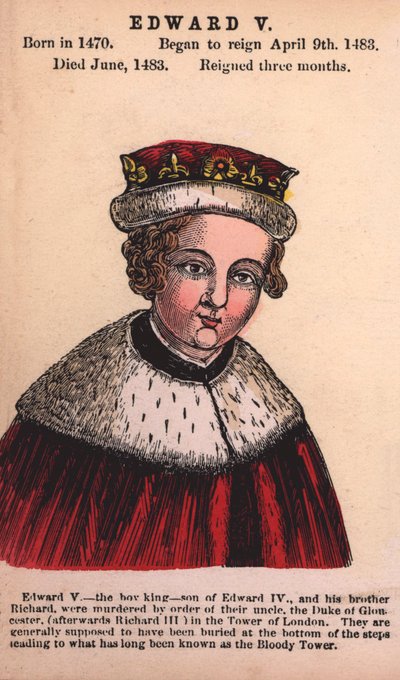 King Edward V (farvet gravering) af English School