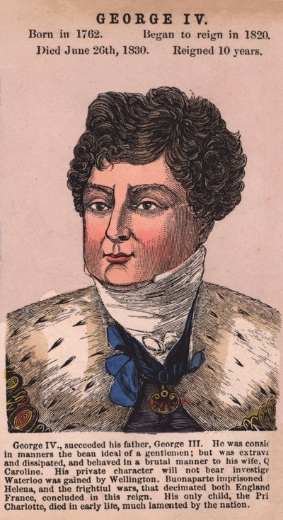 Kong George IV (farvet gravering) af English School