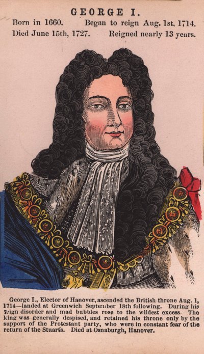 Kong George I (farvet gravering) af English School