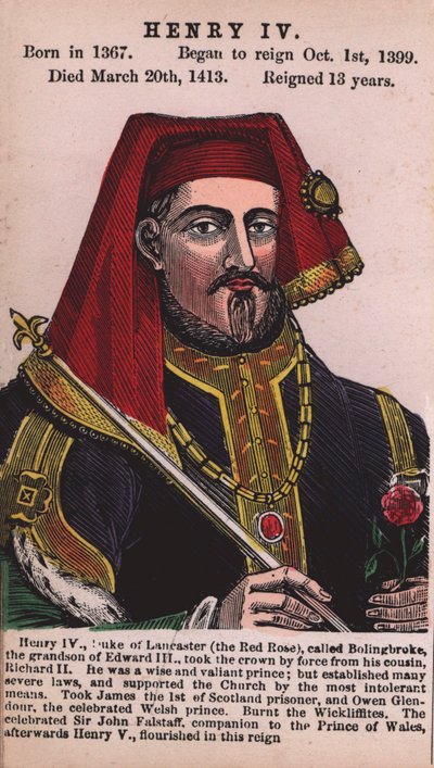 Kong Henrik IV (farvet gravering) af English School