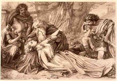 King Lear, Act 5 Scene 3, af William Shakespeare (1564-1616) (gravering) af English School
