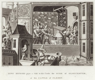 König Richard besucht seinen Onkel, den Herzog von Gloucester, in seinem Schloss Pleshy von English School