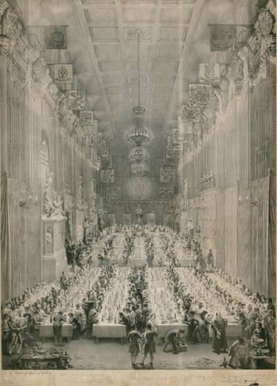 Kong William IV og Adelaide i Guildhall, London, 1834 af English School