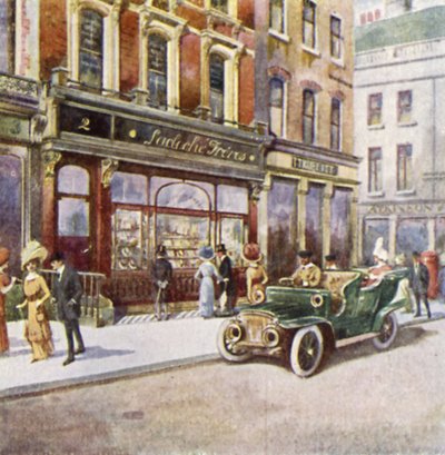 Lacloche Freres, 2 New Bond Street (farve litho) af English School
