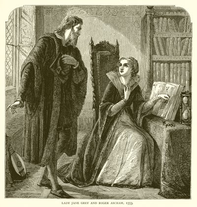 Lady Jane Gray og Roger Ascham, 1553 af English School