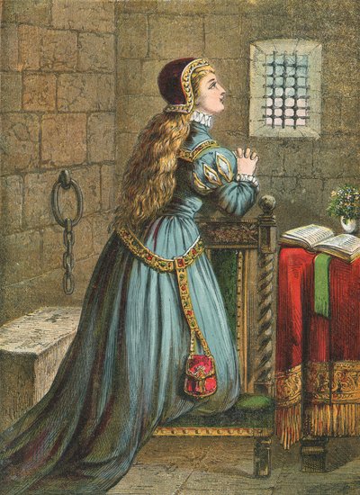 Lady Jane Grey beder af English School