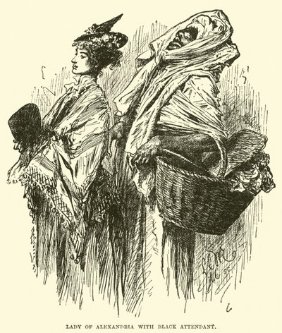 Lady of Alexandria med Black Attendant af English School