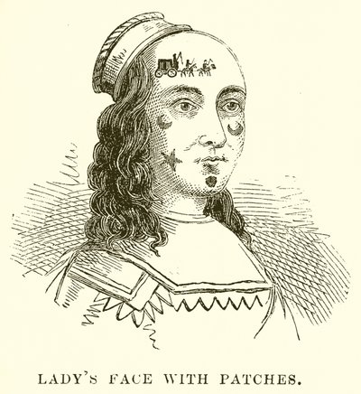 Ladys ansigt med patches af English School