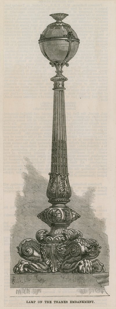 Lampe på Themsen Embankment, London af English School
