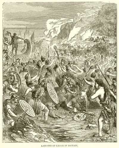 Landgang af Cæsar i Storbritannien af English School