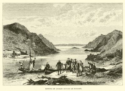 Landgang af Charles Edward ved Moidart af English School