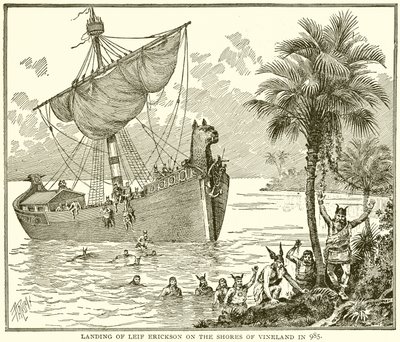 Landgang af Leif Erickson på kysterne i Vineland i 985 af English School