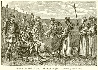 Saint Augustins landgang i Kent, 597 e.Kr. af English School