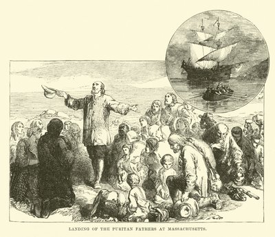 De puritanske fædres landgang i Massachusetts af English School