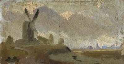 Landskab med vindmølle af English School