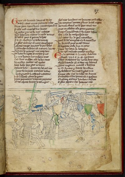 Lansdowne 782 f.27r En kamp mellem beredne riddere, fra 
