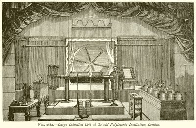 Stor induktionsspole ved Old Polytechnic Institution, London af English School