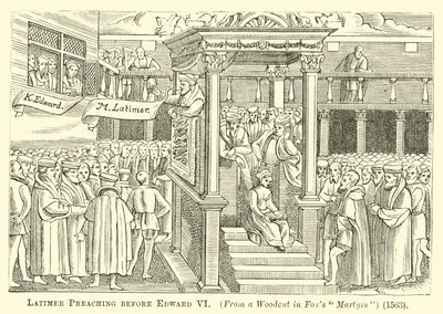 Latimer Preaching before Edward VI  af English School