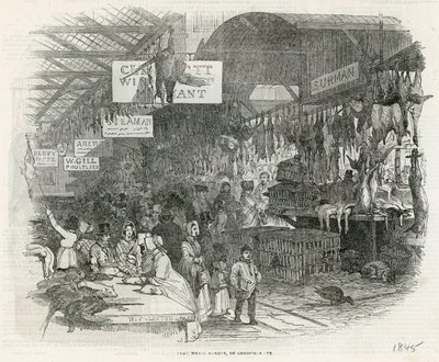 Leadenhall Market juleaften, 1845 af English School