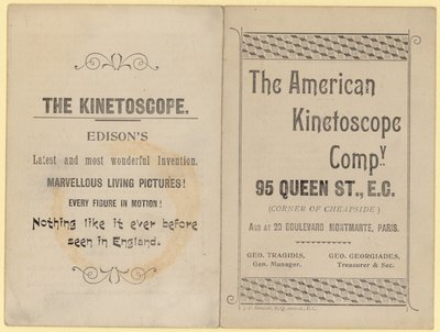 Folder, der reklamerer for Kinetoskopet af English School