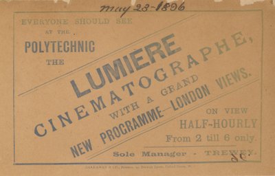 Folder reklame Lumiere Cinematograph af English School