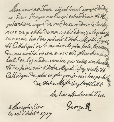Brev fra George I til Charles VI, 1717, offentliggjort i 
