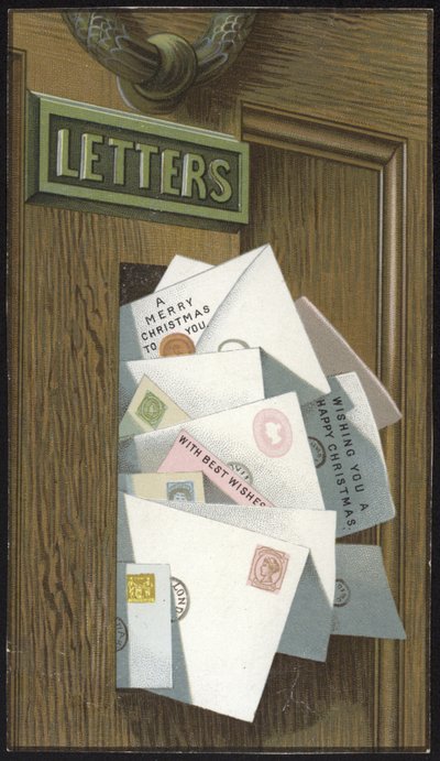 Brevkasse fuld af julekort af English School