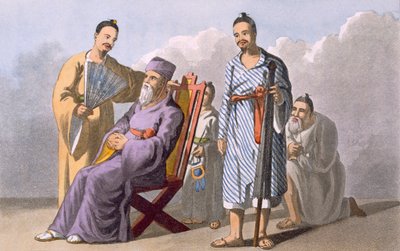Lewchewan Chief and Attendants, 1820 (farvet akvatint) af English School