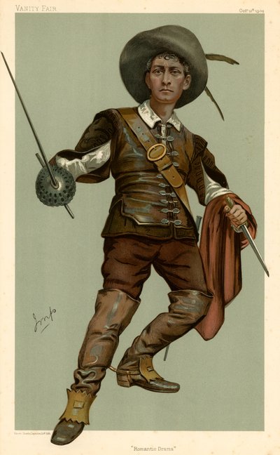 Lewis Waller, Romantisk drama, Vanity Fair tegnefilm, 13. oktober 1904 af English School