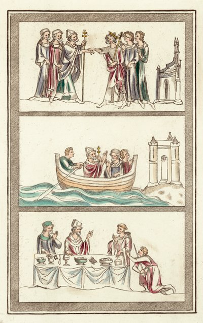 Life of Thomas Becket (farvet gravering) af English School
