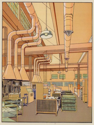 Light Engineering Factory (farvelitografi) af English School