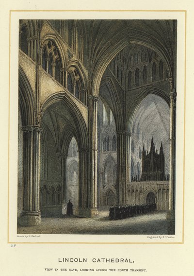 Lincoln Cathedral, udsigt i skibet, med udsigt over det nordlige tværskib af English School