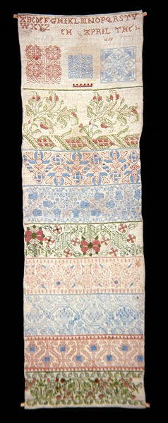 Linen Band Sampler af English School