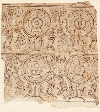 Forpapir med et Tudor Rose-mønster, ca. 1550 (træbloktryk) af English School
