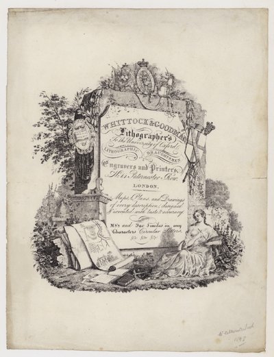 Litograf, Whittock & Goodman, handelskort af English School