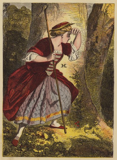 Lille Bo-Peep (farvet gravering) af English School