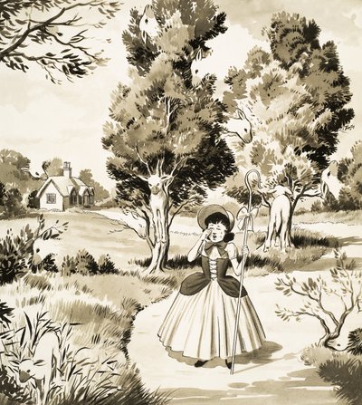 Lille Bo Peep puslespil side af English School