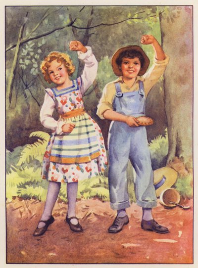 Lille Jack Horner og Lille Miss Muffet (farvelitografi) af English School