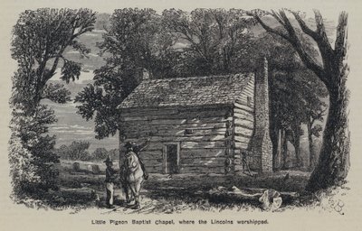 Little Pigeon Baptist Chapel, hvor Lincolns tilbad (gravering) af English School