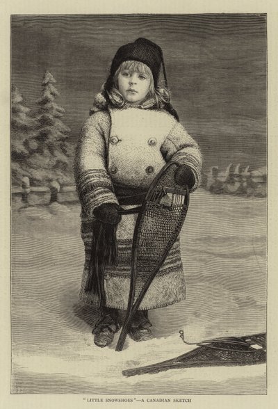 "Små snesko", en canadisk skitse (kobberstik) af English School