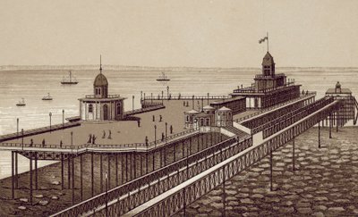 Liverpool: New Brighton Pier (litografi) af English School