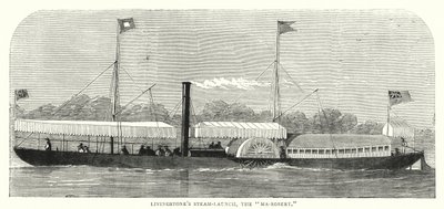Livingstones Steam-Launch, "Ma-Robert" (farvet gravering) af English School
