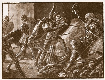 Llewelyns sidste kamp, illustration fra Cassells Illustrated History of England (sepia foto) af English School